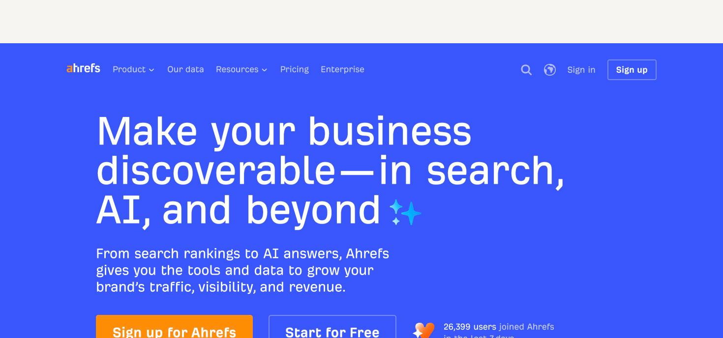 Ahrefs homepage